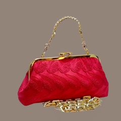 Coco Model Kırmızı Renk Brode Dantel Tasarım Çanta