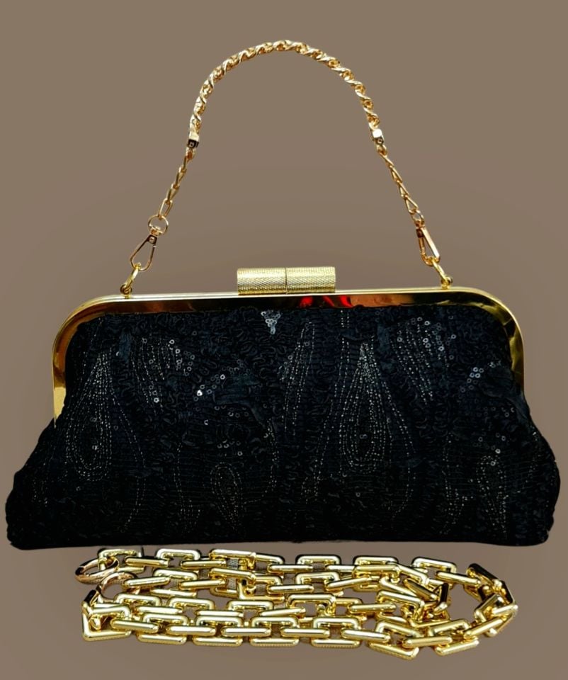 Coco Model Siyah Dantel Tasarım Çanta