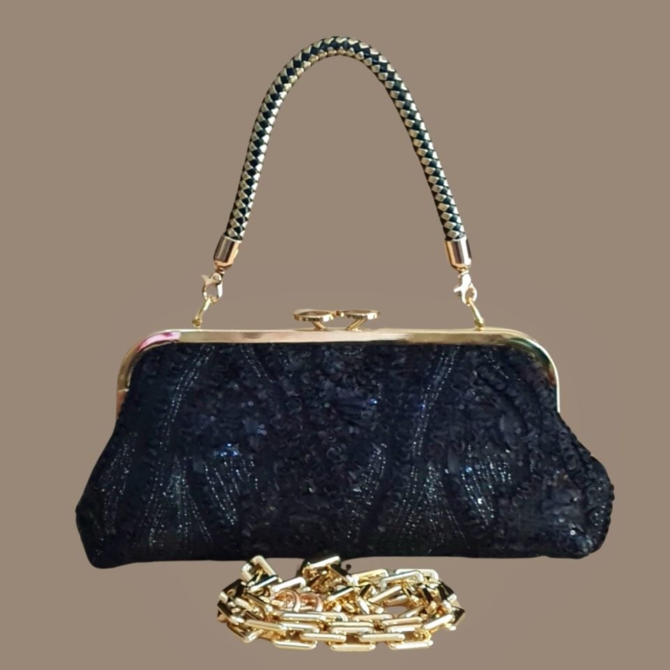 Coco Model Siyah Dantel Tasarım Çanta