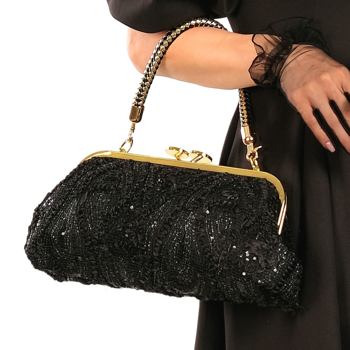 Coco Model Siyah Dantel Tasarım Çanta