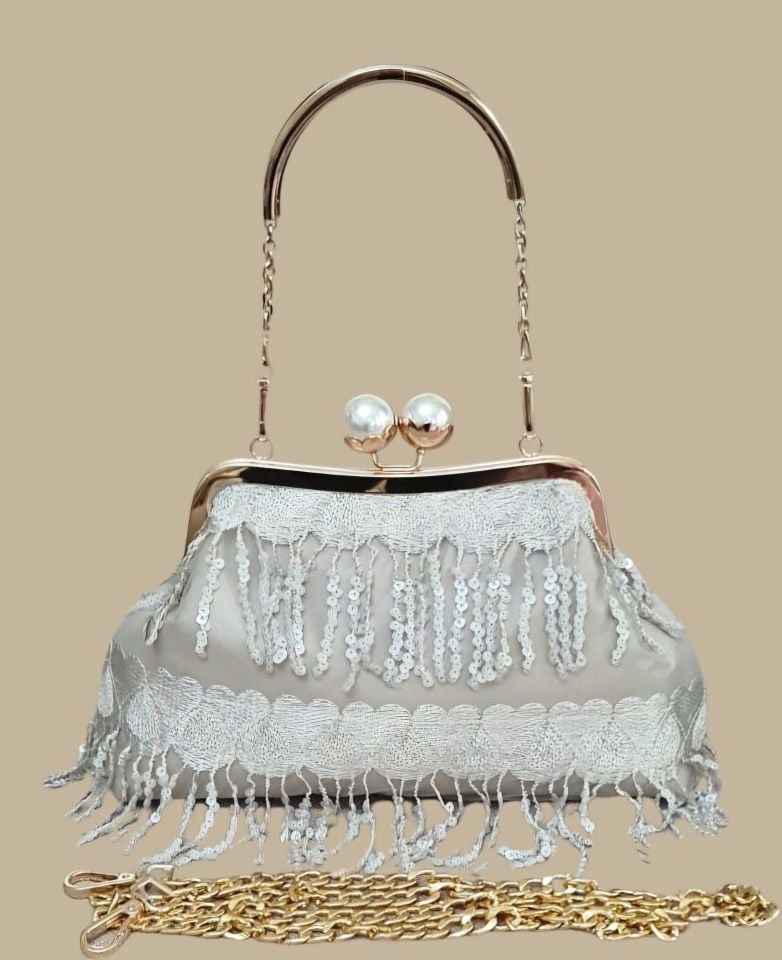 İnci Model Şampanya Renk Dantel Tasarım Çanta