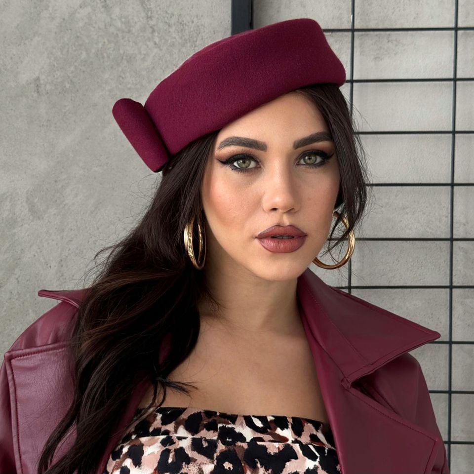 Catherine Bordo Renk  Vualet Şapka