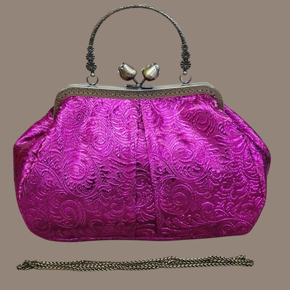 Antik Model Fuşya Pembe Renk Tasarım Çanta