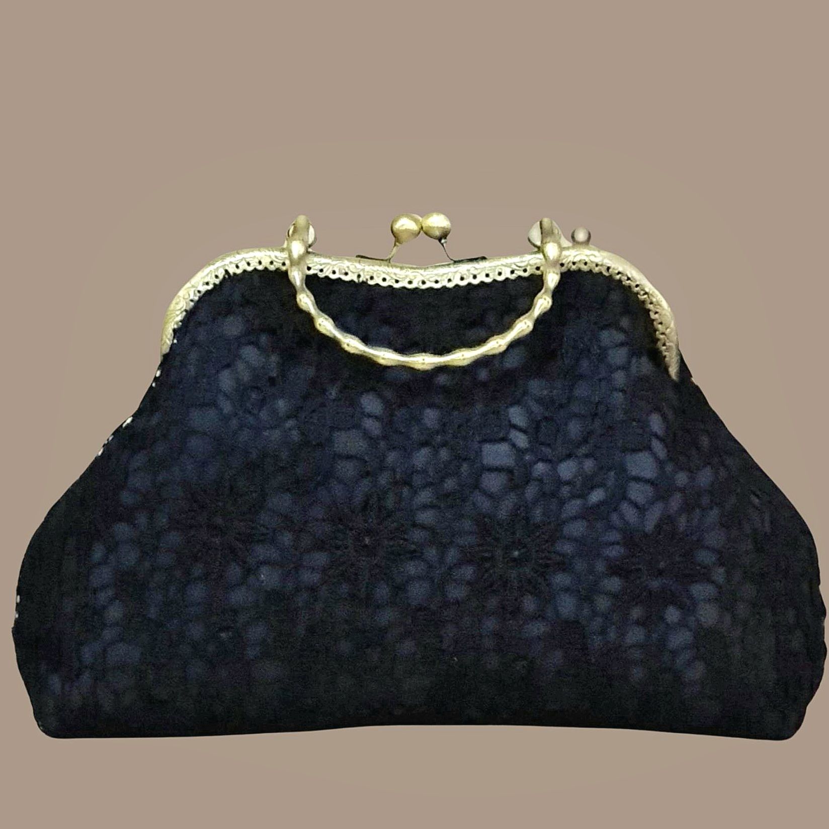 Antik Model Siyah Renk Dantel Tasarım Çanta