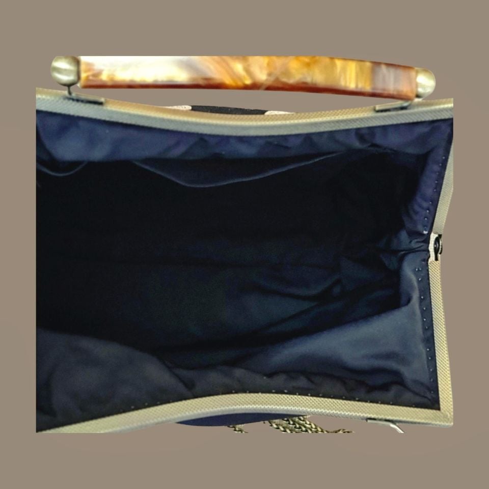 Antik Model Siyah Renk Brode Tasarım Çanta