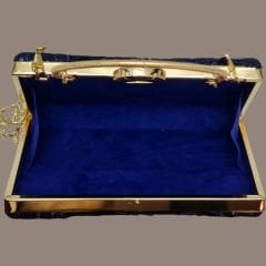 Kutu Model Lacivert Renk Payetli Dantel Tasarım  Çanta