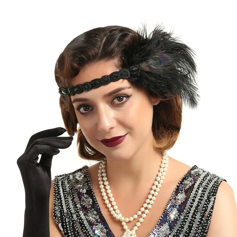 Semele Siyah Renk 1920s Saç Aksesuarı