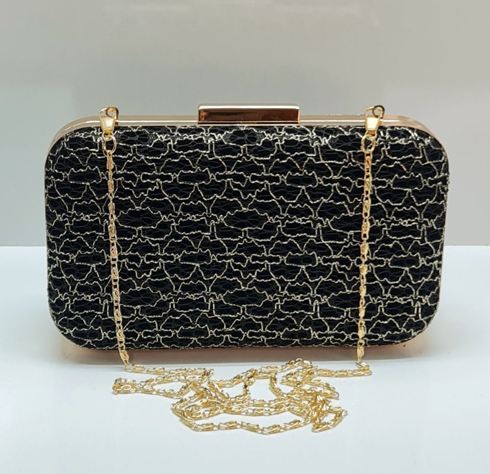 Kutu Model Siyah Renk Dantel Tasarım  Çanta