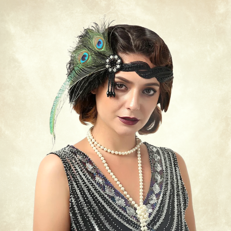 Medusa Siyah Yeşil Renk Aksesuarlı 1920s Saç Aksesuarı