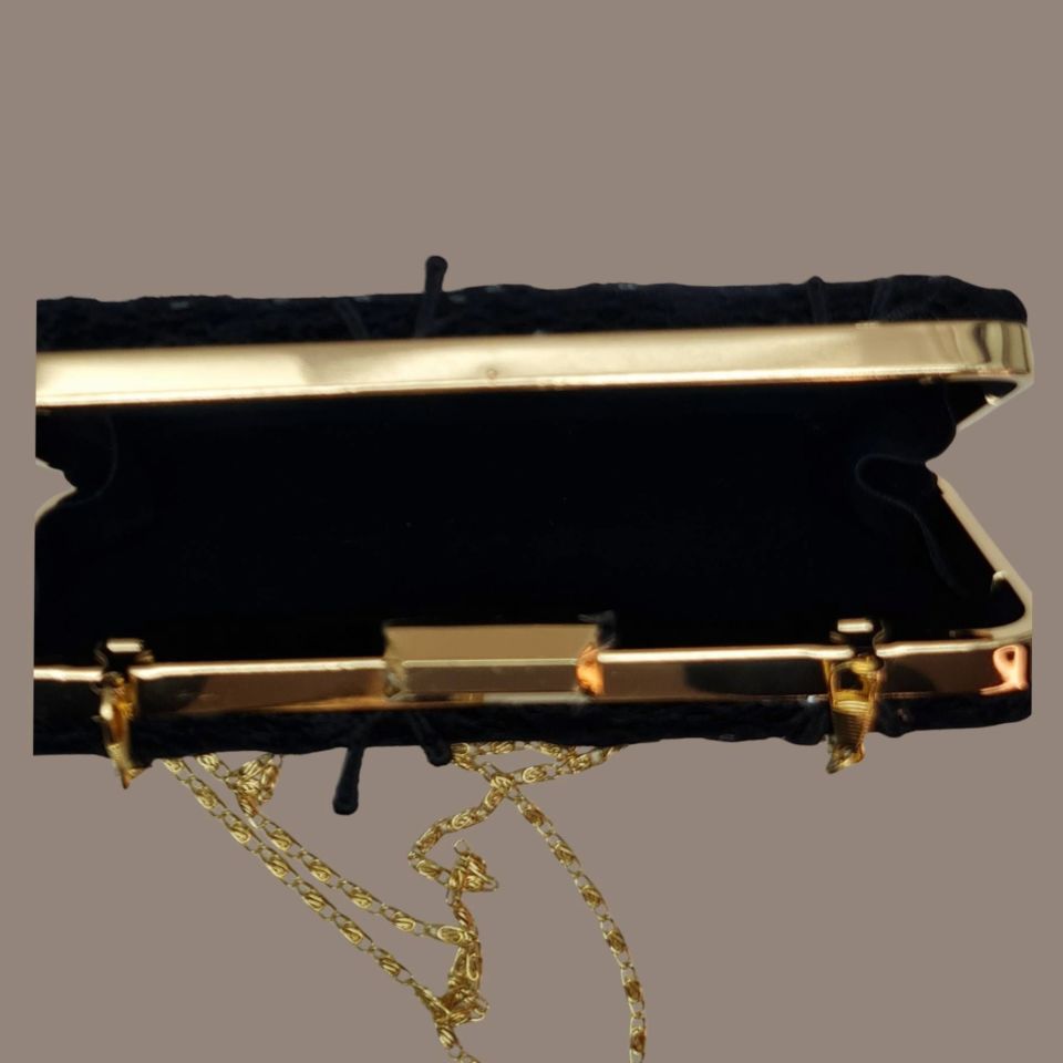 Kutu Model Siyah Renk Dantel Tasarım  Çanta