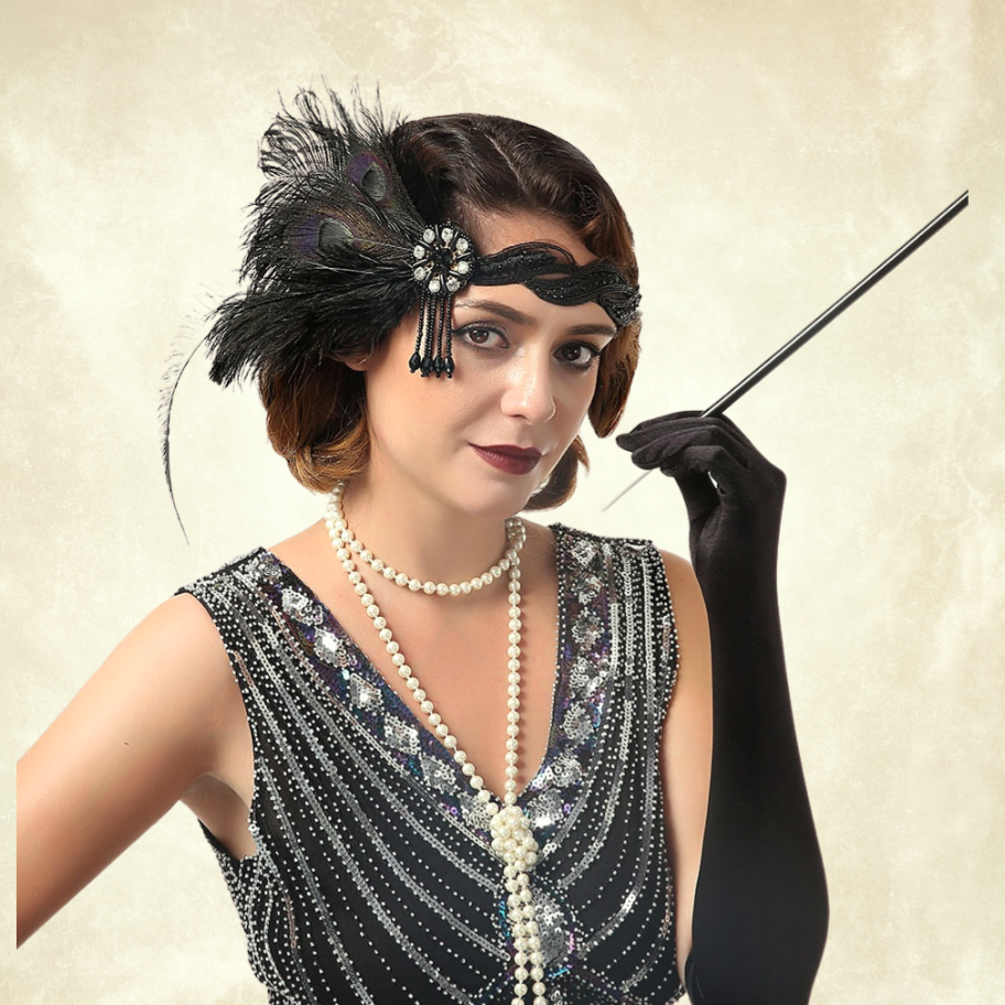 Medusa Siyah Renk Aksesuarlı 1920s Saç Aksesuarı