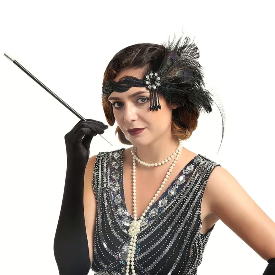 Medusa Siyah Renk Aksesuarlı 1920s Saç Aksesuarı