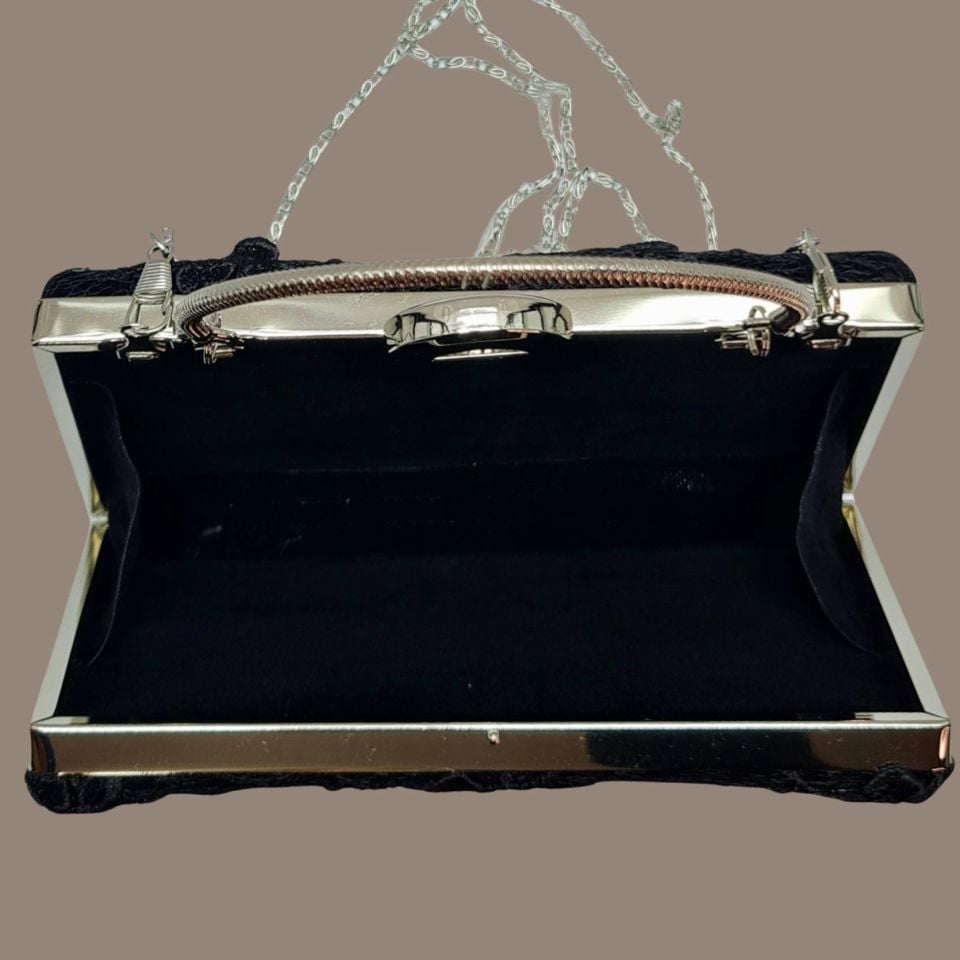 Kutu Model Siyah Renk Dantel  Tasarım  Çanta