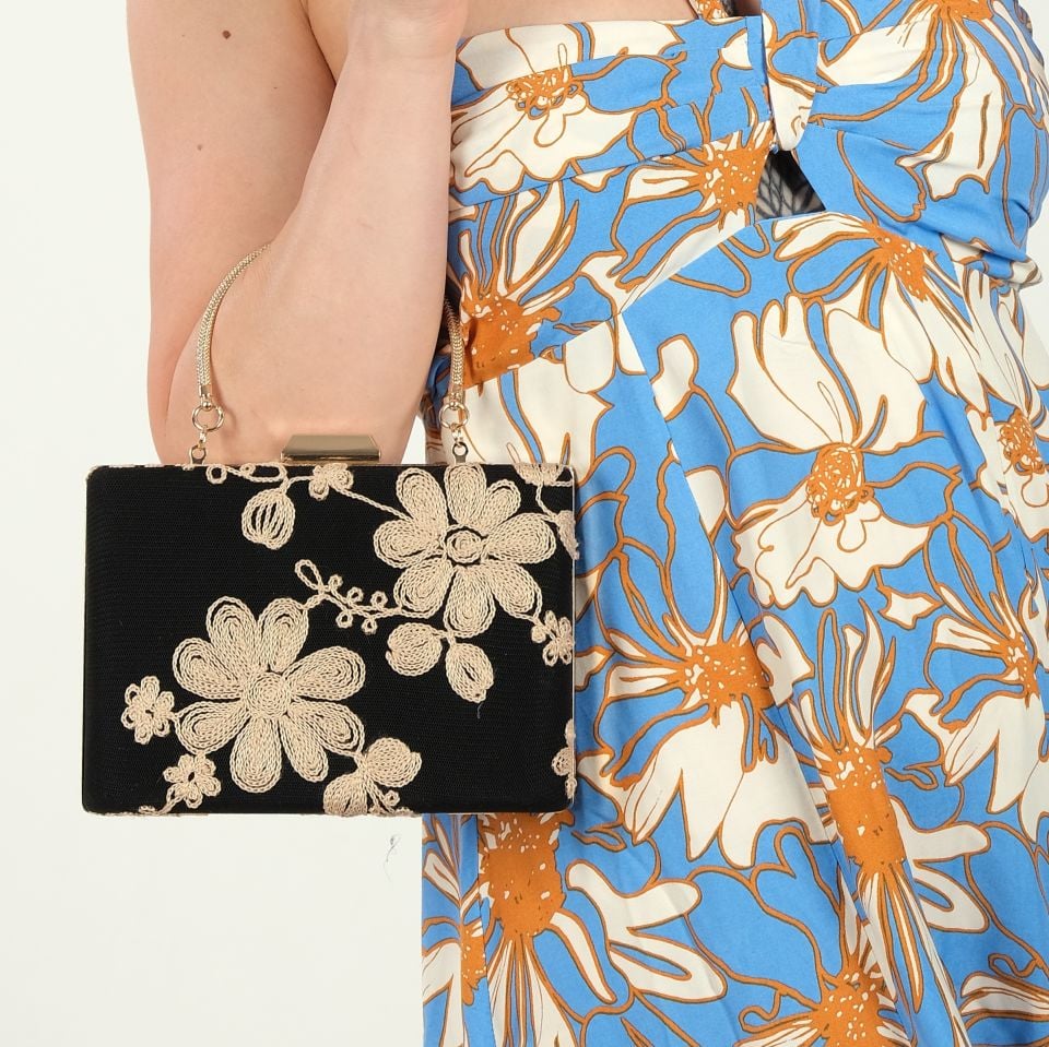 Kutu Model Siyah Vizon Renk Dantel Tasarım   Çanta