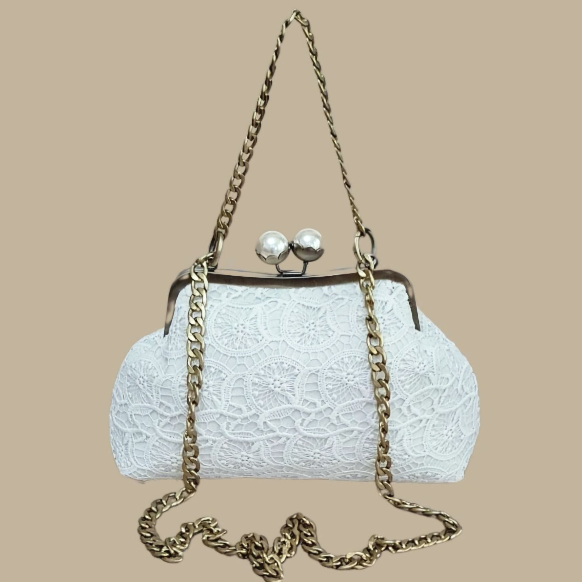 İnci Model  Beyaz Renk Dantel Tasarım Çanta