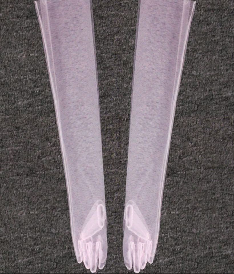 Leydi  Pembe Renk Organze Eldiven 60 cm