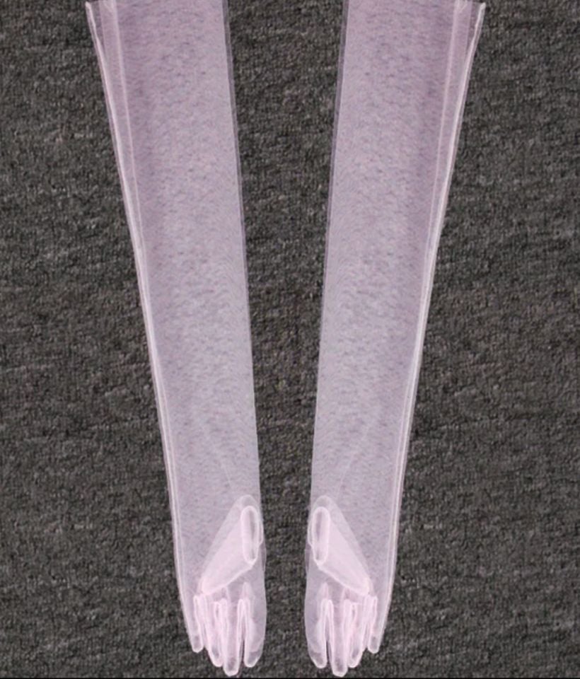 Leydi Pembe Organze Eldiven 60 cm