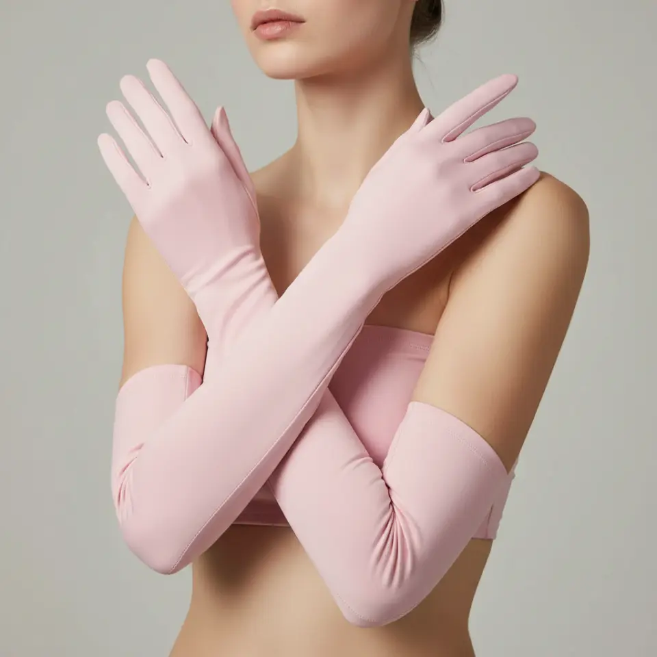 Lady Pembe Poly Cotton Eldiven 60 cm