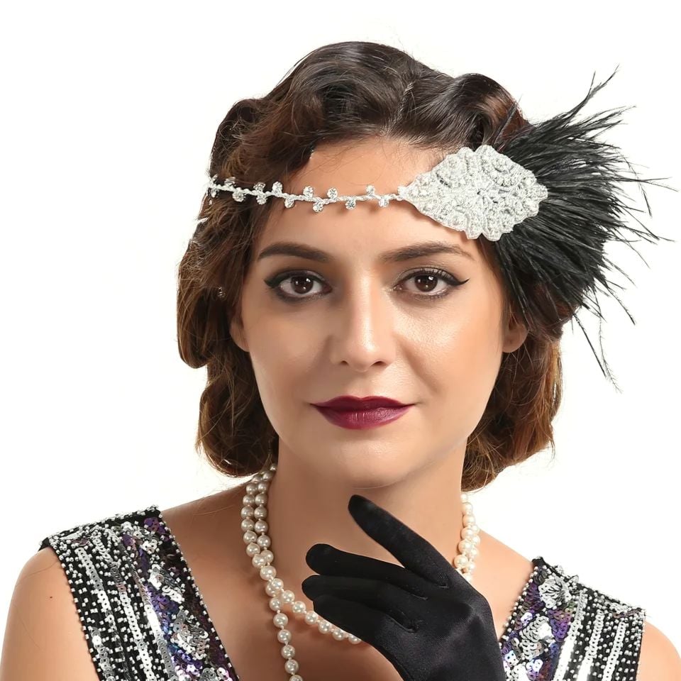 Byblis Gümüş Renk 1920s Saç Aksesuarı