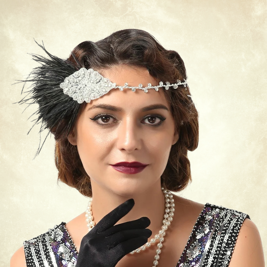 Byblis Gümüş Renk 1920s Saç Aksesuarı