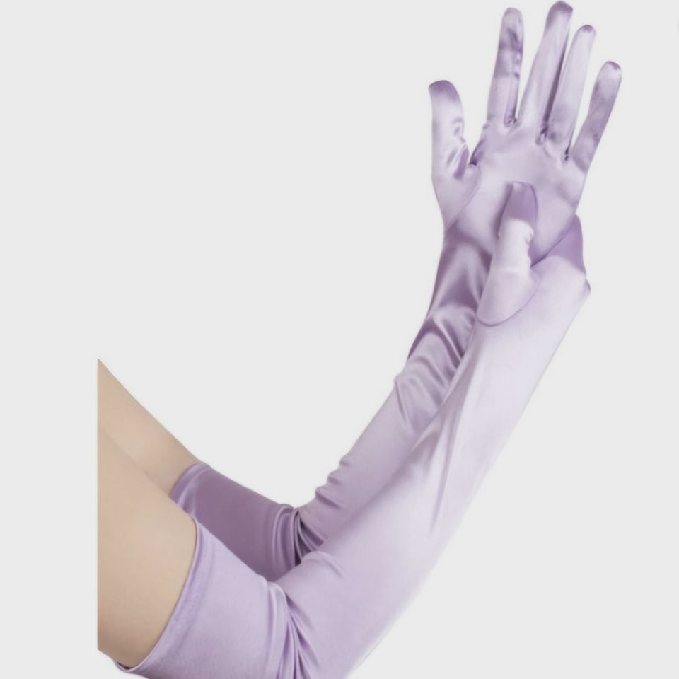 Opera Açık Lila Renk Saten Eldiven 53 cm