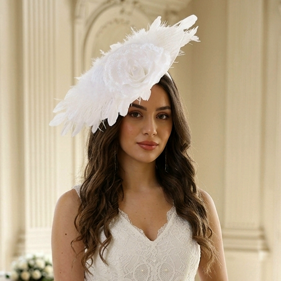 Lori Beyaz Renk Vualet Şapka 35 cm