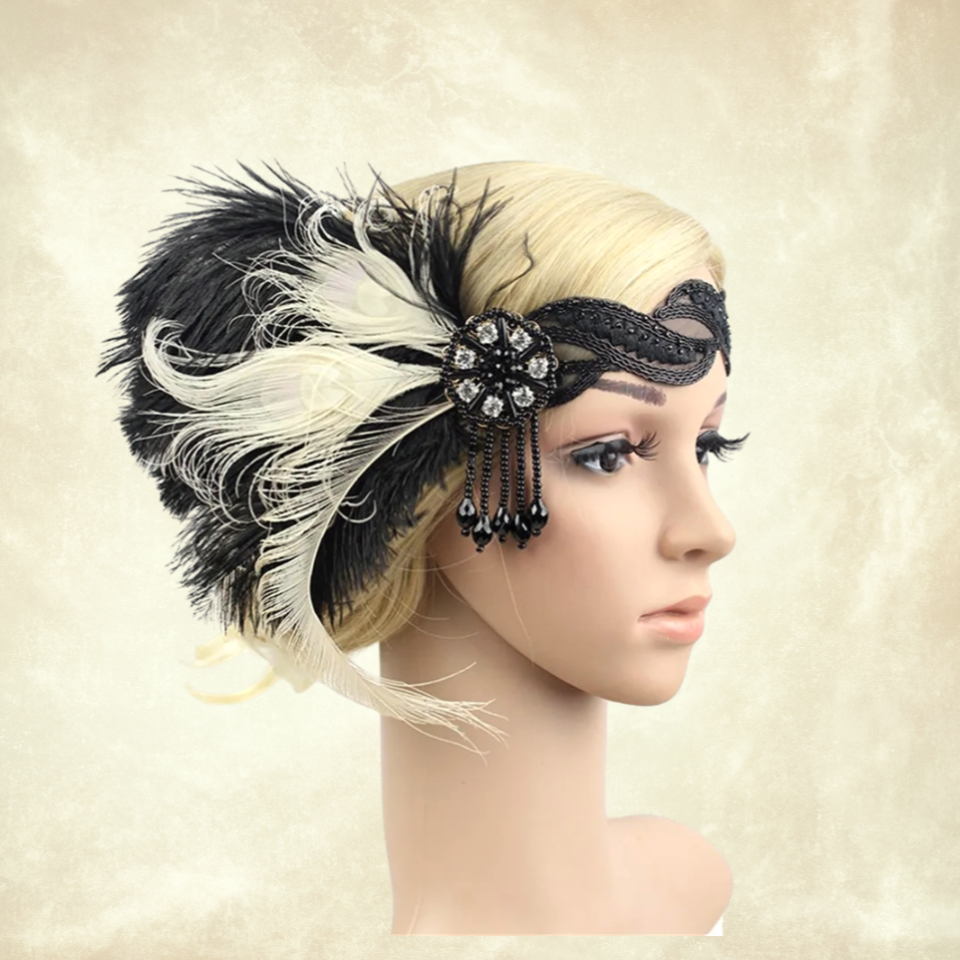 Medusa Siyah krem Renk 1920s Saç Aksesuarı