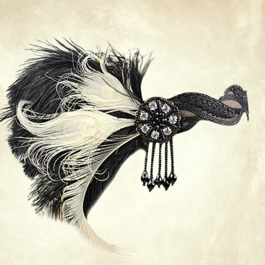 Medusa Siyah krem Renk 1920s Saç Aksesuarı