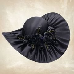 Jenny Siyah Renk Saten Elegan  Şapka 45 cm