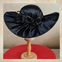 Jenny Siyah Renk Saten Elegan Şapka 45 cm