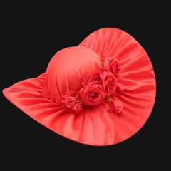 Jenny Kırmızı Renk Saten  Elegan Şapka 45 cm