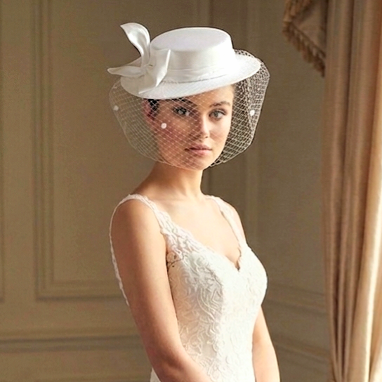 Freya İnci Beyaz Renk Vualet Şapka 30 cm