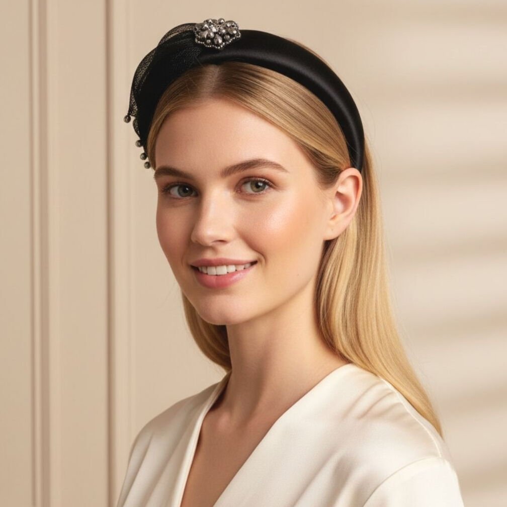 Mila Siyah Gümüş Renk Aksesuarlı Taç