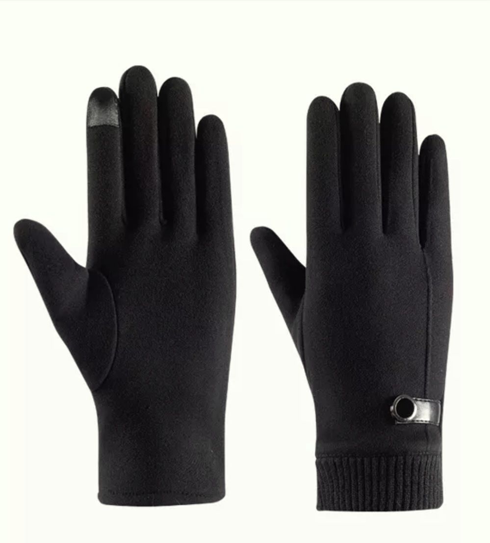 Erkek Siyah Renk Süet Dokulu Kış  Eldiven