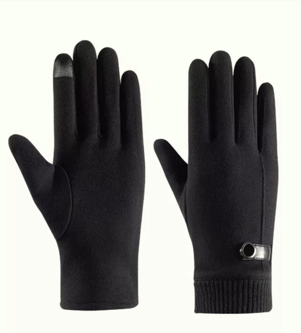 Erkek Siyah Süet Dokulu Kış Eldiven