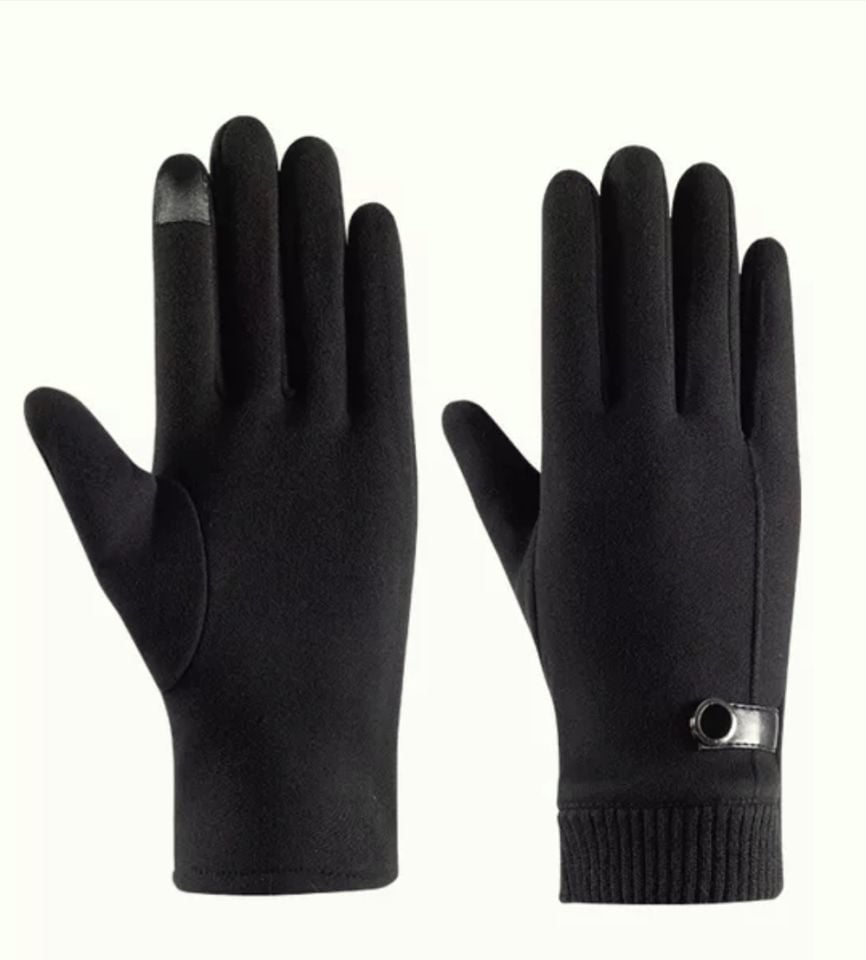 Erkek Siyah Renk Süet Dokulu Kış  Eldiven