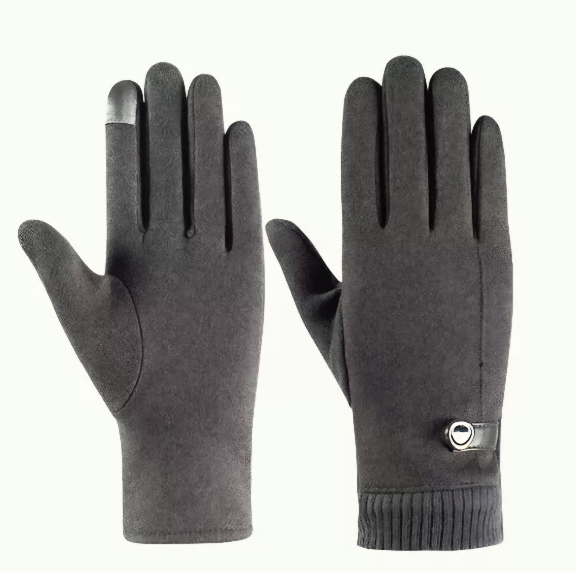 Erkek Gri Süet Dokulu Kış Eldiven