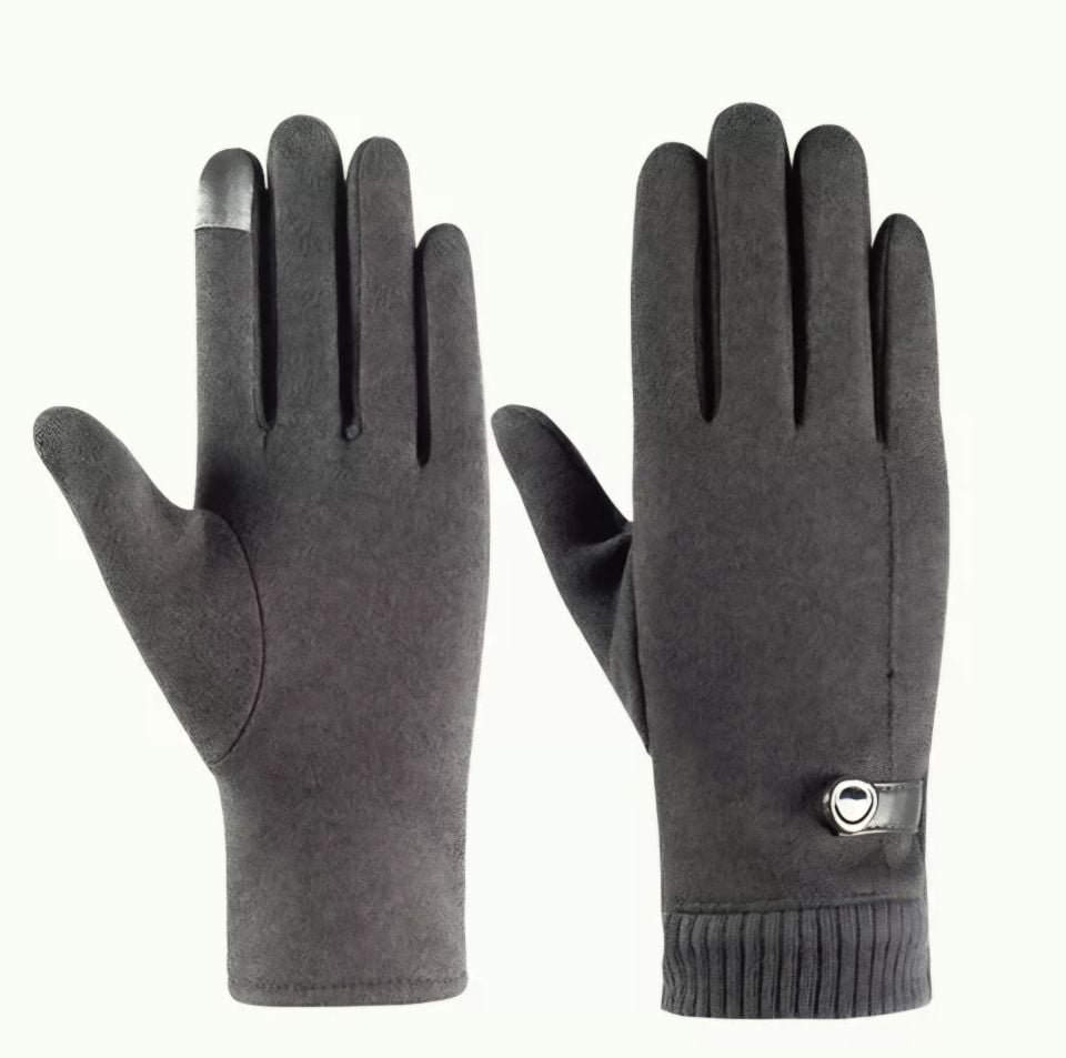 Erkek Gri Süet Dokulu Kış Eldiven