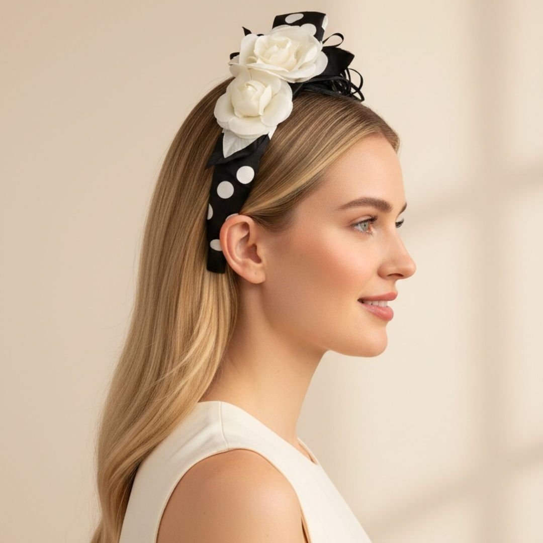 Mila Siyah Beyaz Renk Saten Taç