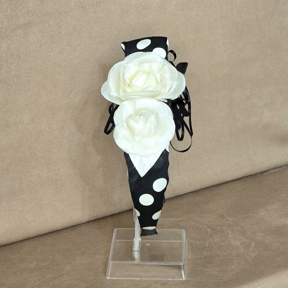 Mila Siyah Beyaz Renk Puantiyeli Aksesuarlı Taç