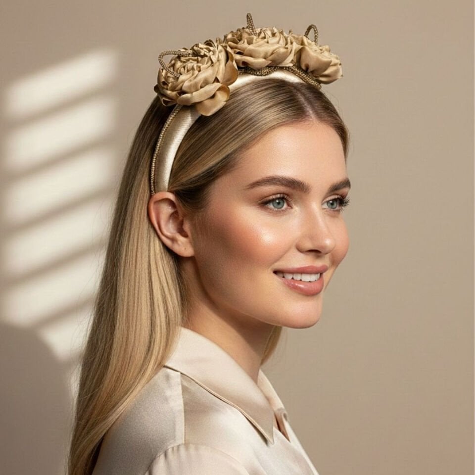 Mila Şampanya Renk Saten Taç