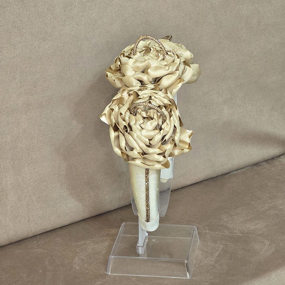 Mila Şampanya Renk Saten  Taç