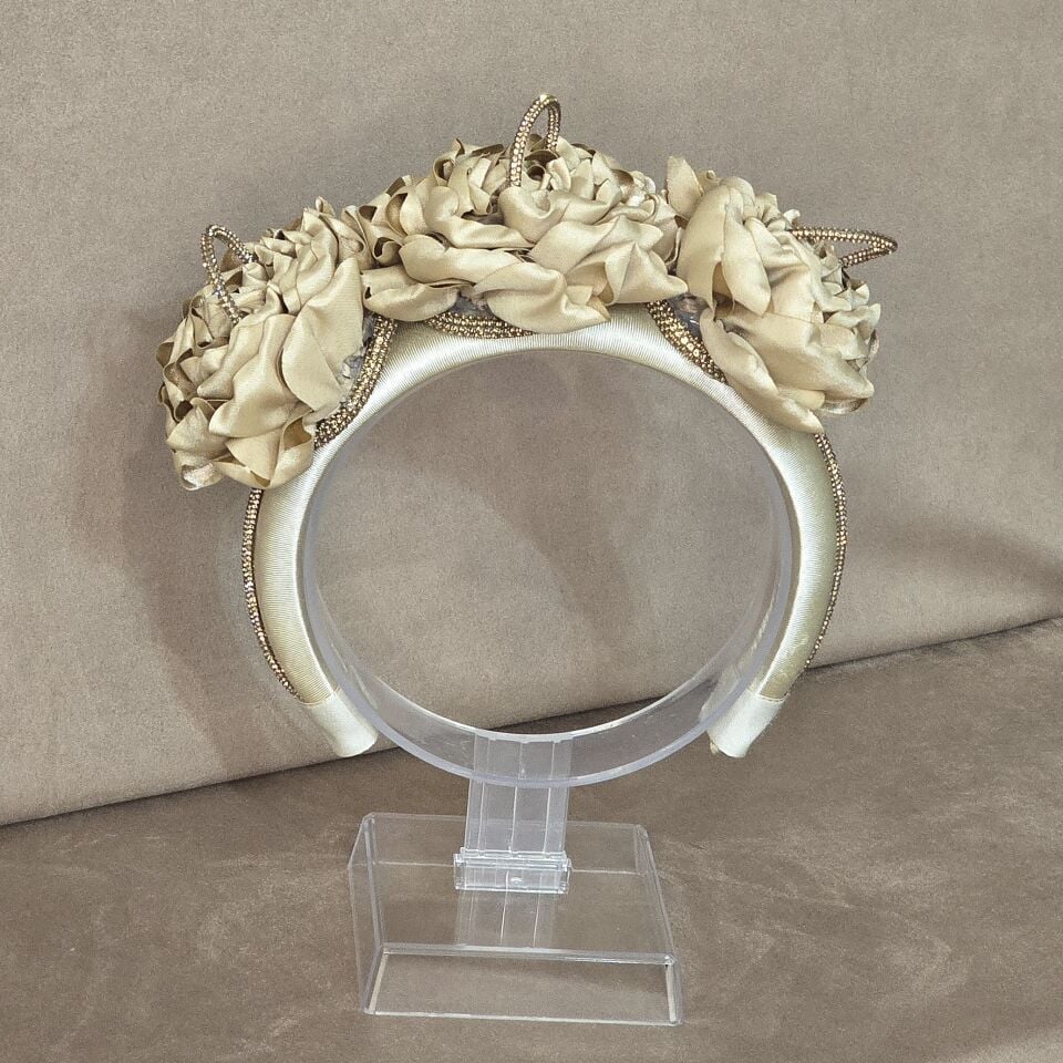 Mila Şampanya Renk Saten  Taç