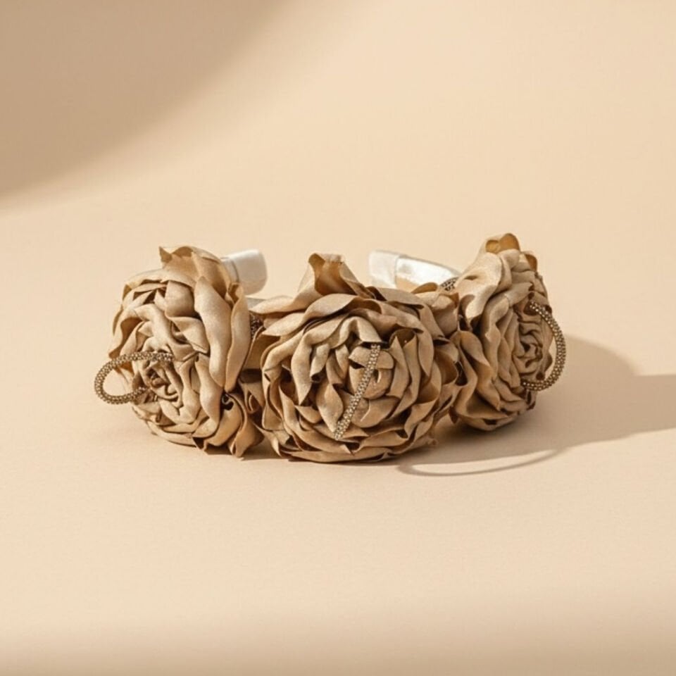 Mila Şampanya Renk Saten Taç