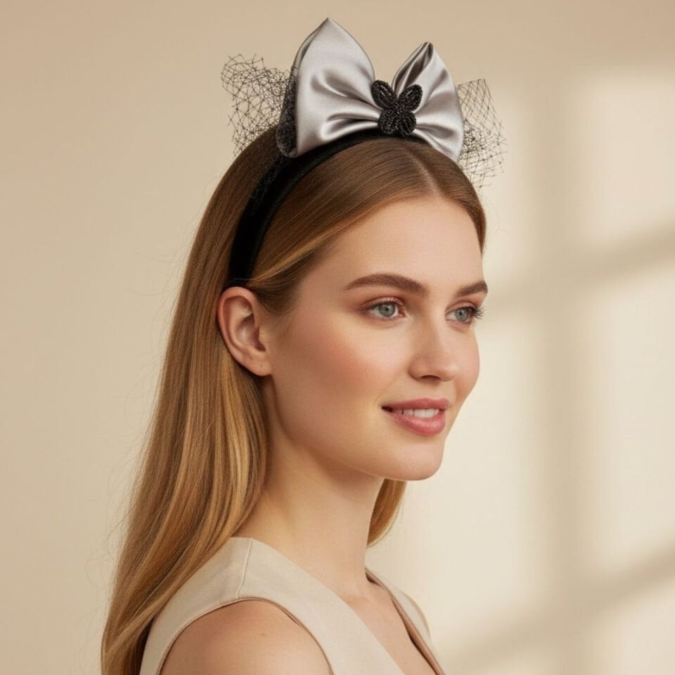 Mila Siyah Gümüş Renk Taç