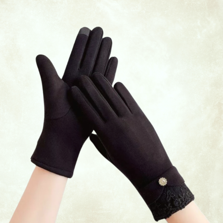 Kontes Siyah Kaşmir Dokulu Kış Eldiven