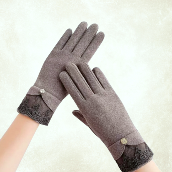 Kontes Antrasit Gri Renk Kaşmir Dokulu Kış   Eldiven