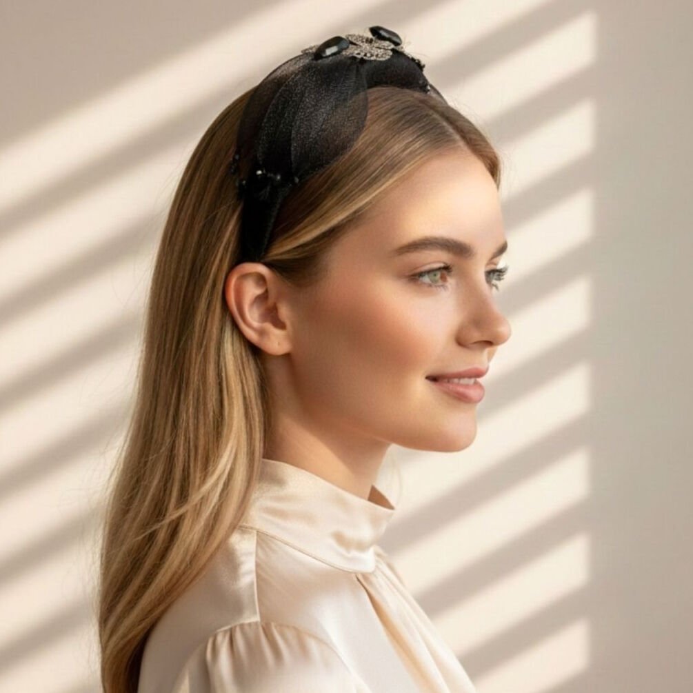 Mila Siyah Renk Kadife Taç