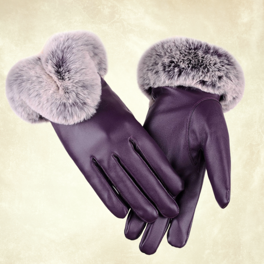 Gotik Mor Suni Deri Peluşlu Eldiven
