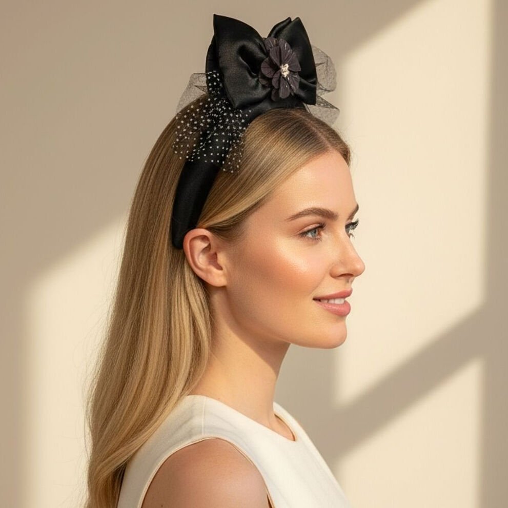 Mila Siyah Renk Saten Taç